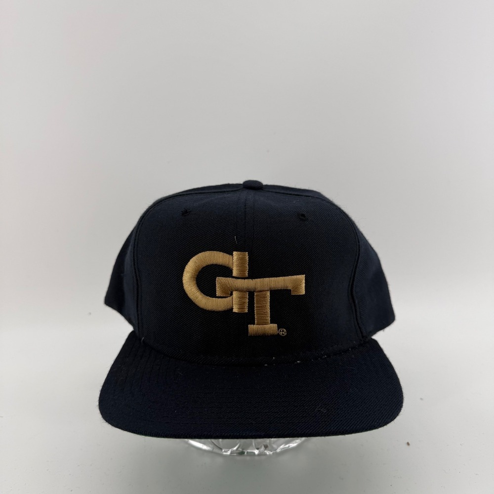 Vintage Georgia Tech GT New Era Snapback Hat USA Made Navy Gold 90s NCAA Cap